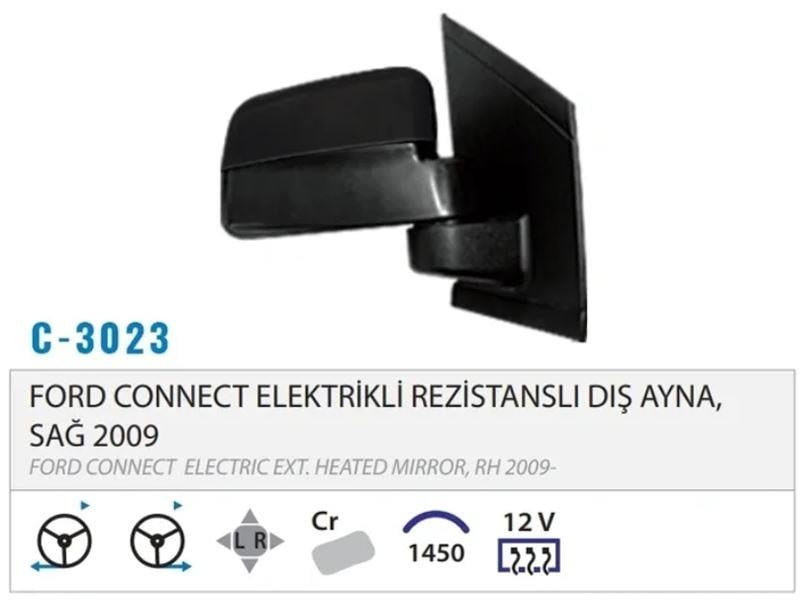 DIŞ DİKİZ AYNASI ELEKTRİKLİ ISITMALI SAĞ CONNECT 0 9> M003.3023