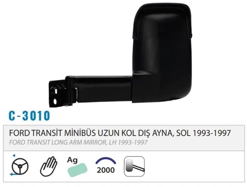 DIŞ DİKİZ AYNASI MEKANİK UZUN KOL SOL TRANSİT T15 93-97 M003.3010