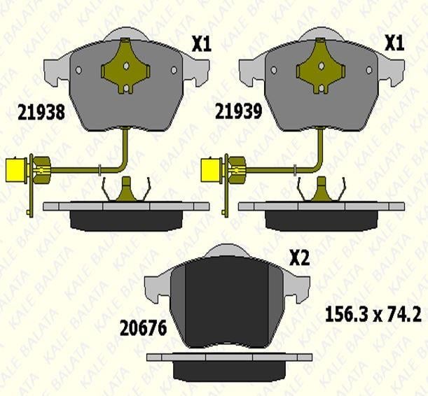FREN BALATASI ÖN AUDI A4 A4 AVANT A4 CABRIO A6 A6 AVANT 21938 204 05 ANS KD13