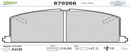 FREN BALATASI ÖN FIRST COROLLA 87-92 CAMRY CARINA II <88 598266 E.K VALEO301266