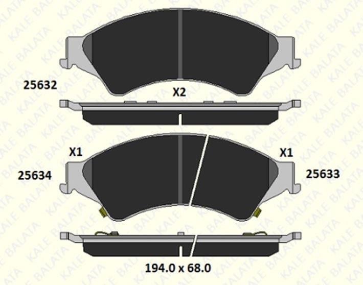 FREN BALATASI ÖN FORD RANGER 2.2 TDCI 2.2 TDCI 4×4 25632 164 05 ANS KD20 2563216405ANSKD20