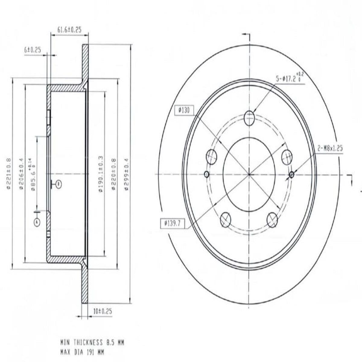 FREN DISK ARKA DUZ  290-5 ( SSANGYONG: ACTYON 2.0XDI KYRON REXTON 02 -)