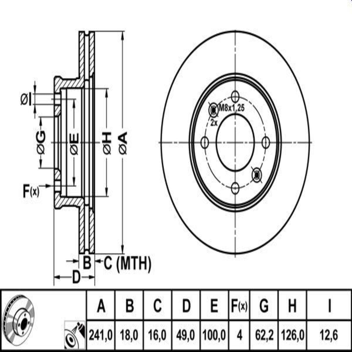FREN DISK ON HAVA KANALLI 241-4 ( HYUNDAI: I10 08 -  / KIA: PICANTO 06 - 11) BENZIN