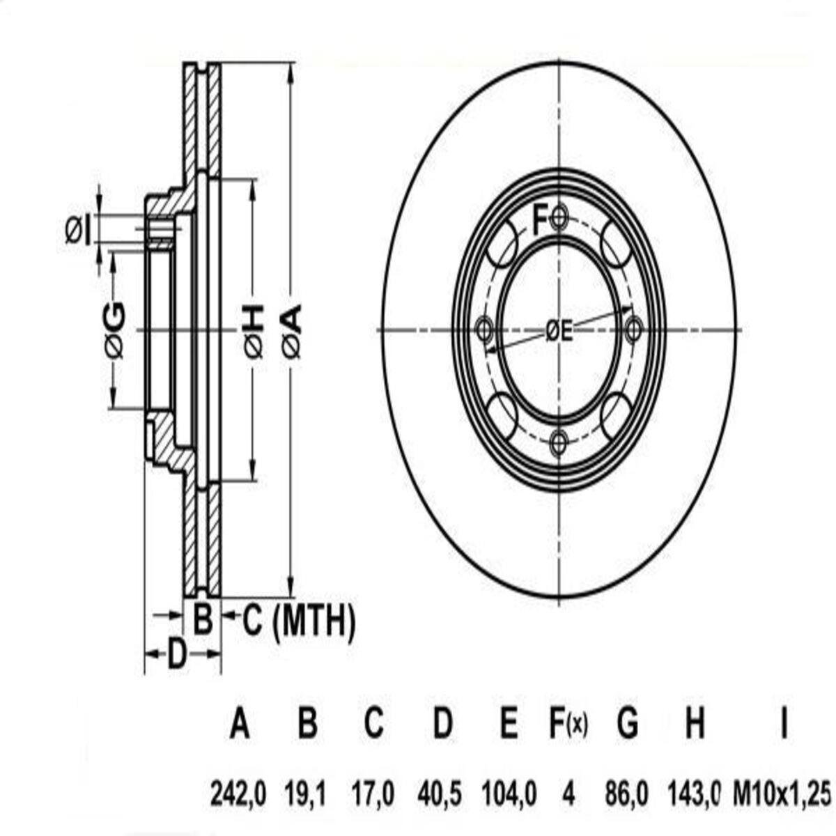FREN DISKI ON HAVALI HYUNDAI EXCEL ACCENT 1.3 1.5 1994-2000242×4