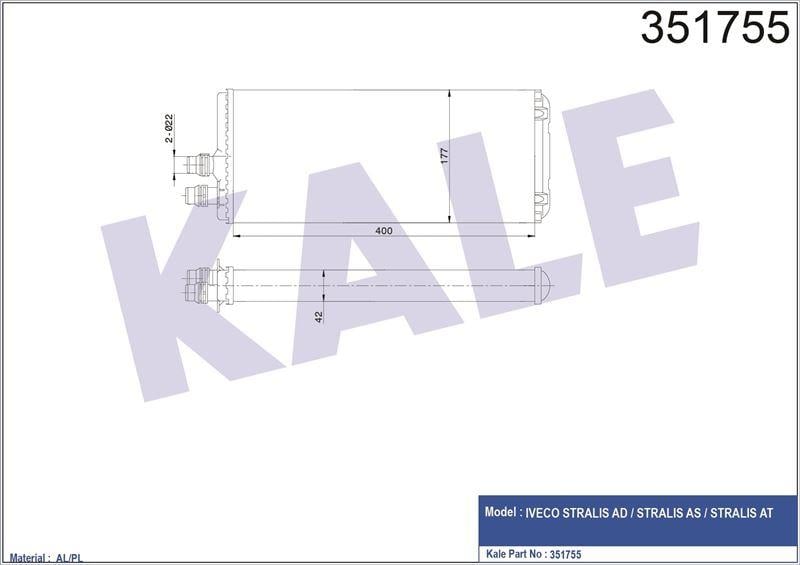 KALORİFER RADYATÖRÜ IVECO TRUCKS IVECO STRALIS AD- AS-AT 03=> AL/MKNK 400×177×42