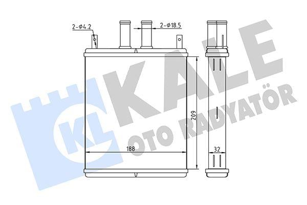 KALORİFER RADYATÖRÜ LADA KALINA II KALINA 04<13 BORULU-PLASTİK APARATLI [BRAZING AL/AL] [209X188X32]