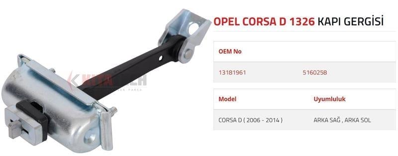 KAPI GERGİSİ CORSA D ARKA  SAĞ SOL 2006- >