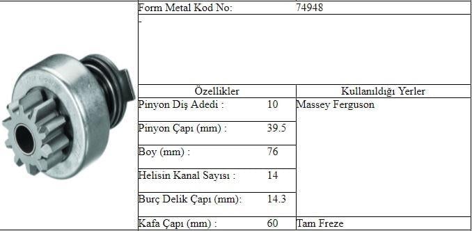 MARŞ DİŞLİSİ MASSEY FERGUSON ISKRA TİP 11D