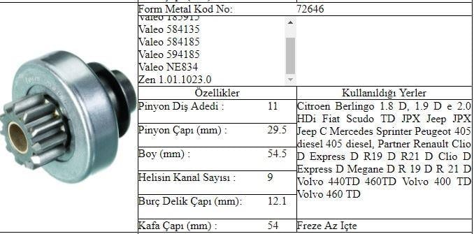 MARŞ DİŞLİSİ R19 21 CLIO D SPRINTER 11T
