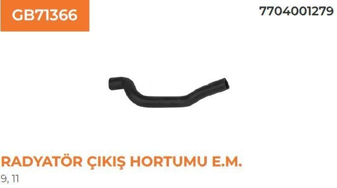 RADYATÖR ÇIKIŞ HORTUMU E.M. RENAULT RENAULT 9 7704