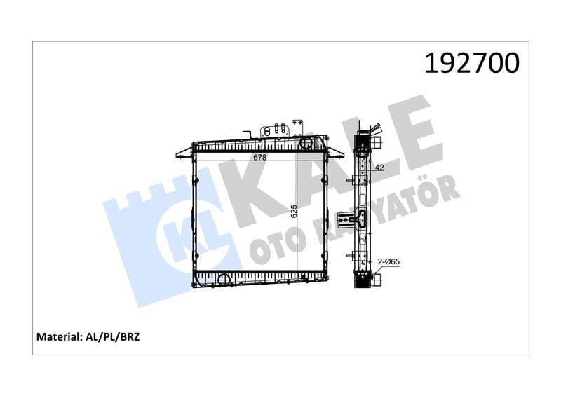 RADYATOR FORD TRUCKS CARGO 1824/2524 (BORUSUZ) AL/ BRZ 625×678×42