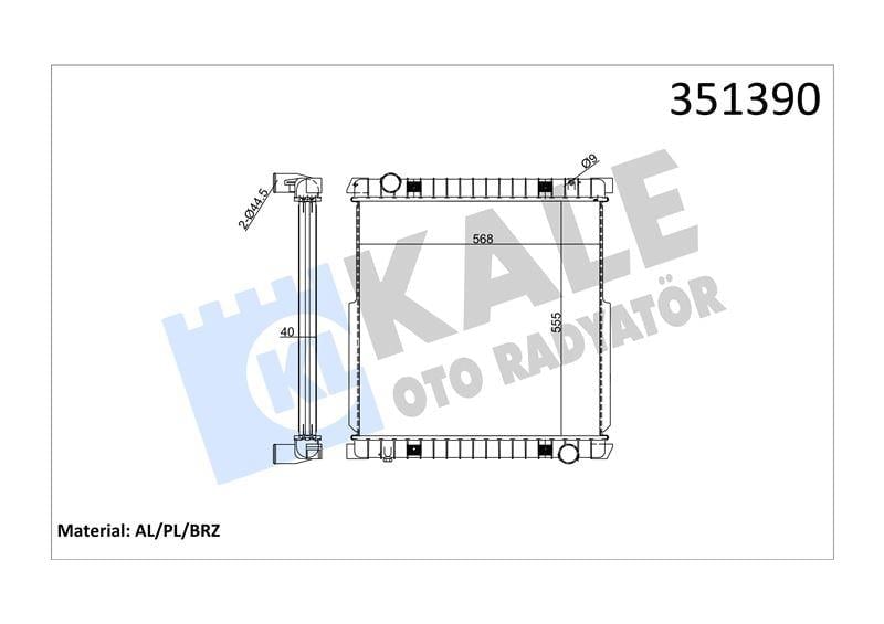 RADYATOR IVECO TRUCKS IVECO EUROCARGO I-III (E17, E18, E21, E22, E24, E28) 00<15 (MT) (ÇERÇEVESİZ) AL/BRZ 555×568×40