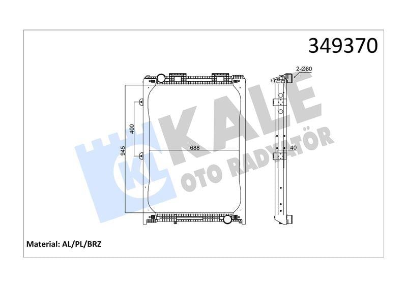 RADYATOR MAN MAN F2000 94=> M2000 00=> (MT) (ÇERÇE VELİ) <6 SİLİNDİR> AL/BRZ 945×688×40