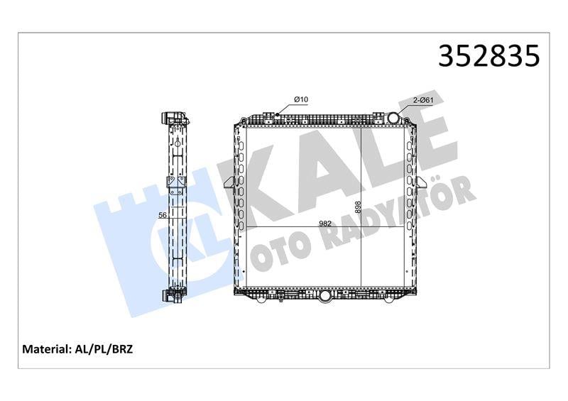 RADYATOR MERCEDES TRUCKS MERCEDES BENZ ACTROS MP4/ MP5 11=> ANTOS 12=> AROCS 13=> (MT) (ÇERÇEVELİ) 898×982×56