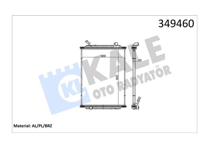 RADYATOR RENAULT TRUCKS RENAULT TRUCKS KERAX 300,3 40,350,385,400 97=> (MT) (ÇERÇEVESİZ) AL/BRZ 900×688×40