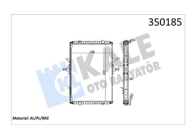 RADYATOR RENAULT TRUCKS RENAULT TRUCKS MAGNUM (AE) 390,420,430,470,460 96=> (E-TECH) 400,440,480 00=> (MT) (ÇERÇEVELİ) AL/BRZ 977×708×48