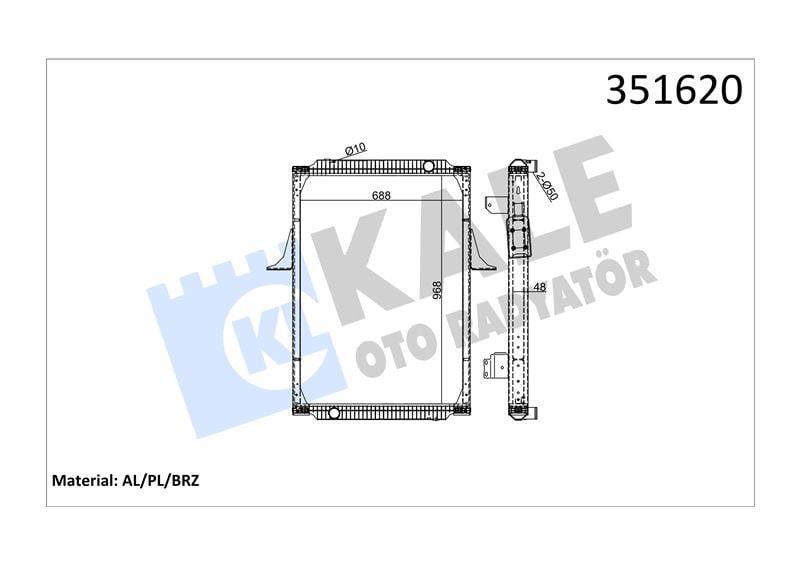 RADYATOR RENAULT TRUCKS RENAULT TRUCKS PREMIUM 320 ,370,400,420 00=> (MT) (ÇERÇEVELİ) AL/BRZ 968×688×48