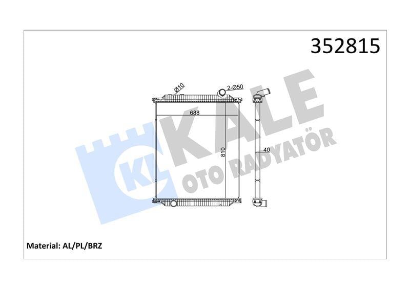 RADYATOR RENAULT TRUCKS RENAULT TRUCKS PREMIUM 320 ,370,420 00=> (MT) (ÇERÇEVESİZ) AL/BRZ 810×688×40