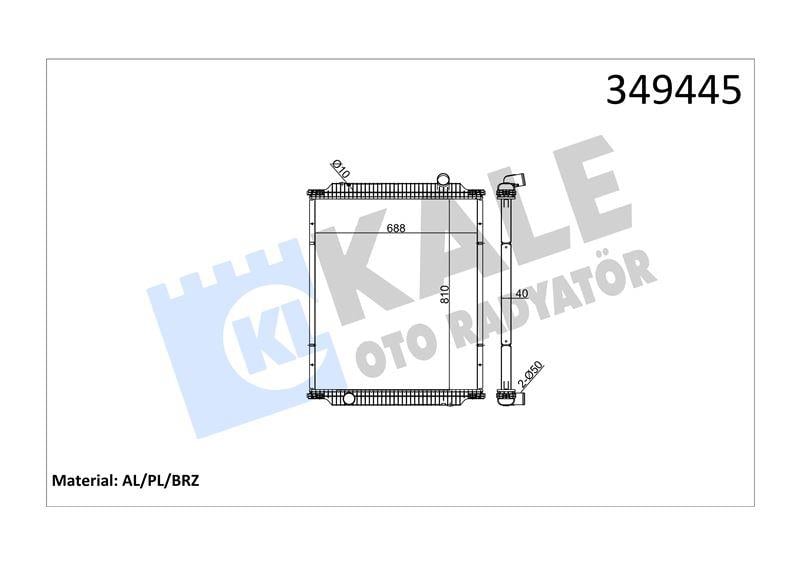 RADYATOR RENAULT TRUCKS RENAULT TRUCKS PREMIUM 210 ,250,260,300,340 96=> (MT) (ÇERÇEVESİZ) AL/BRZ 810×688×40