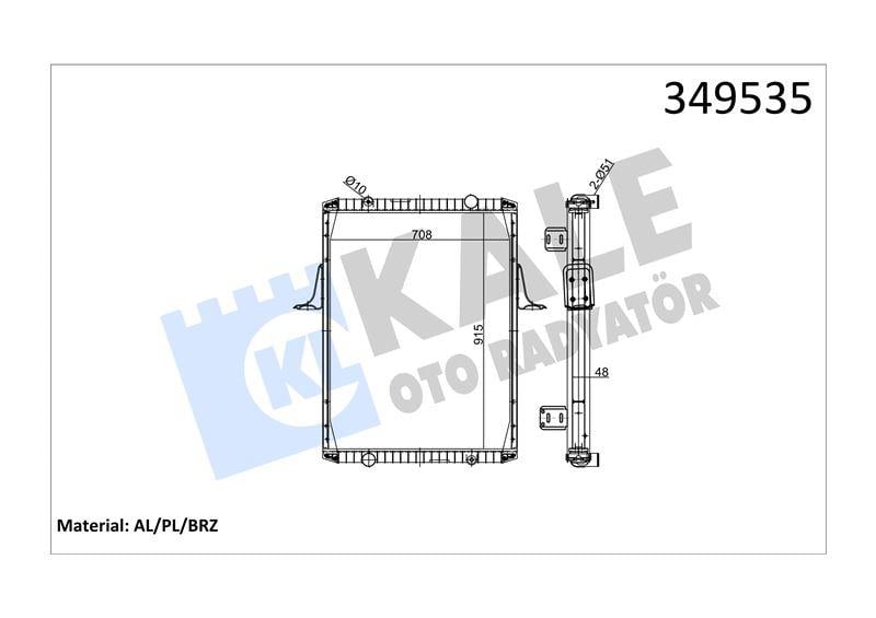 RADYATOR RENAULT TRUCKS RENAULT TRUCKS PREMIUM 340 ,385 96=> , 400 00=> KERAX 300,340,385 97=> , 400 00=> (MT) (ÇERÇEVELİ) AL/BRZ 915×708×48