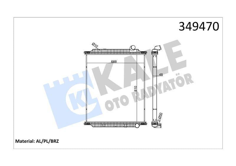 RADYATOR RENAULT TRUCKS RENAULT TRUCKS PREMIUM 2 3 70,380,410,430,450,460 05=> (MT) (ÇERÇEVESİZ) AL/BRZ 810×688×48