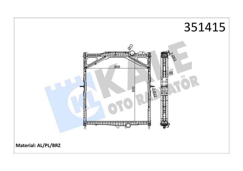 RADYATOR VOLVO TRUCKS VOLVO FH12 380-520 93=> FH16 550/610 03=> NH12 380/420 99=> (MT) (ÇERÇEVELİ) AL/BRZ 900×868×48