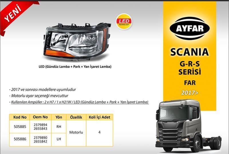 SCANIA G-R-S SERIES (2017- ) FAR SOL MOTORLU HALOJEN / LED DRL+SIDE MARKER