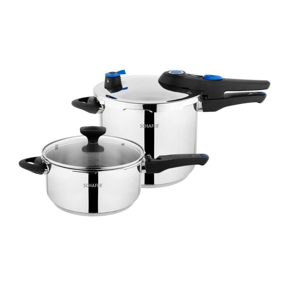 Schafer 1S2419-27002-INX01 Gusto Chef 2 li Düdüklü Tencere Seti 4+7 L 4 Parça-Inox