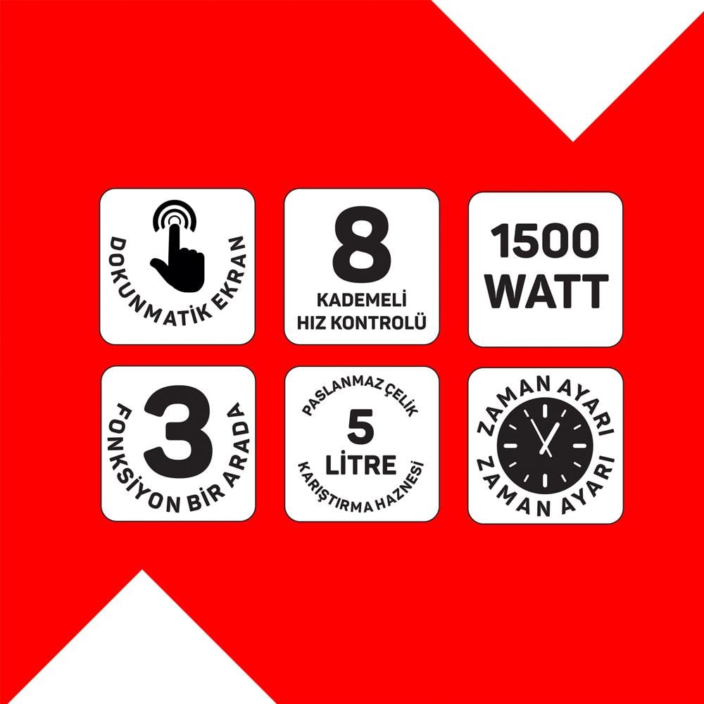 Arzum Ar1186 Crust Mıx Pro 1500 Stand  Mikser Siyah