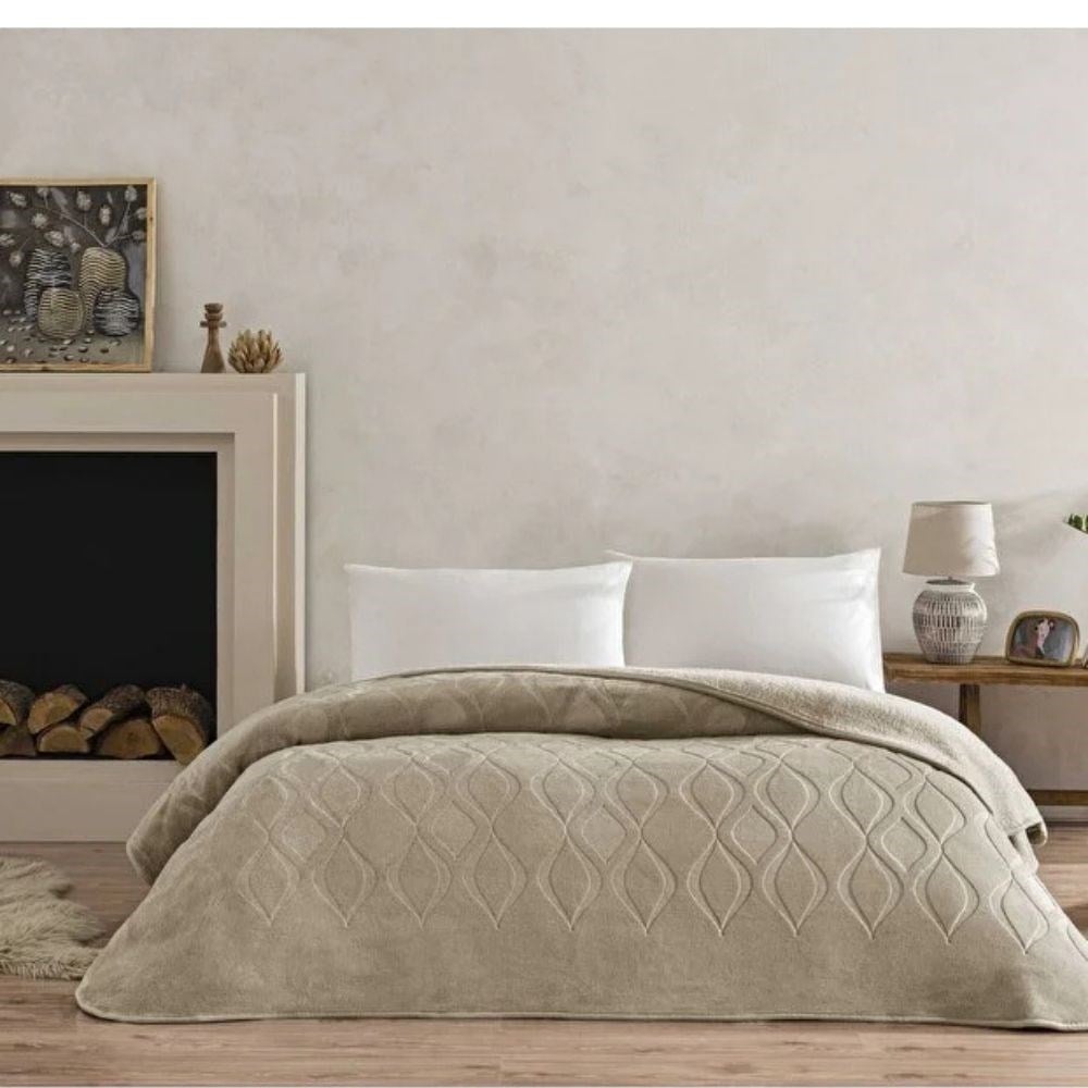 Taç Tessra Embos Battaniye Bej Çk