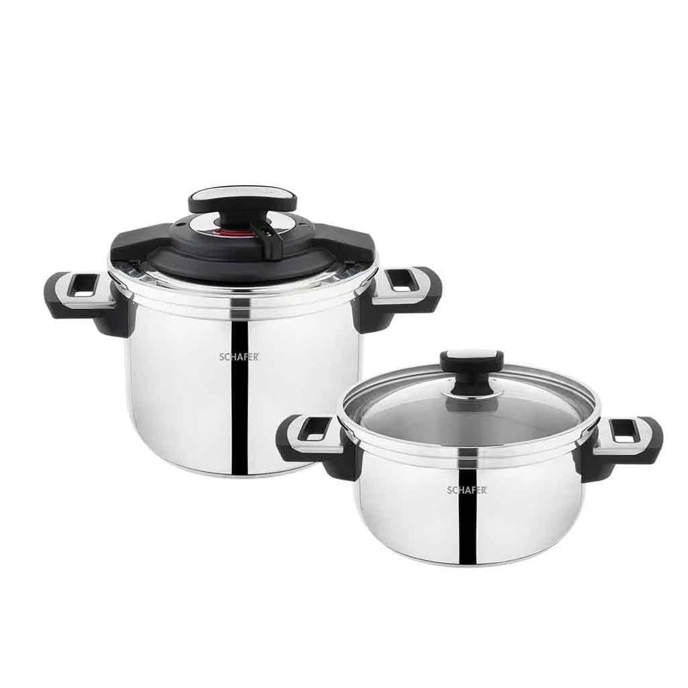 SCHAFER 1S3209-27002-SIY01 İN-SAFE 2 Lİ DÜDÜKLÜ TENCERE SETİ 4 PARÇA SİYAH