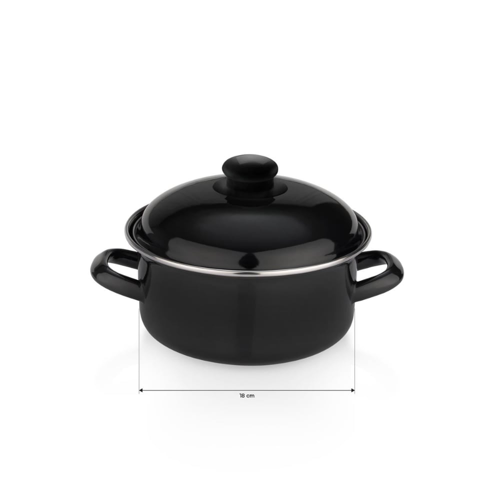 Schafer 1s3736-21008-sıy01 Komfort Pişir Sakla Emaye Tencere 18 Cm Siyah