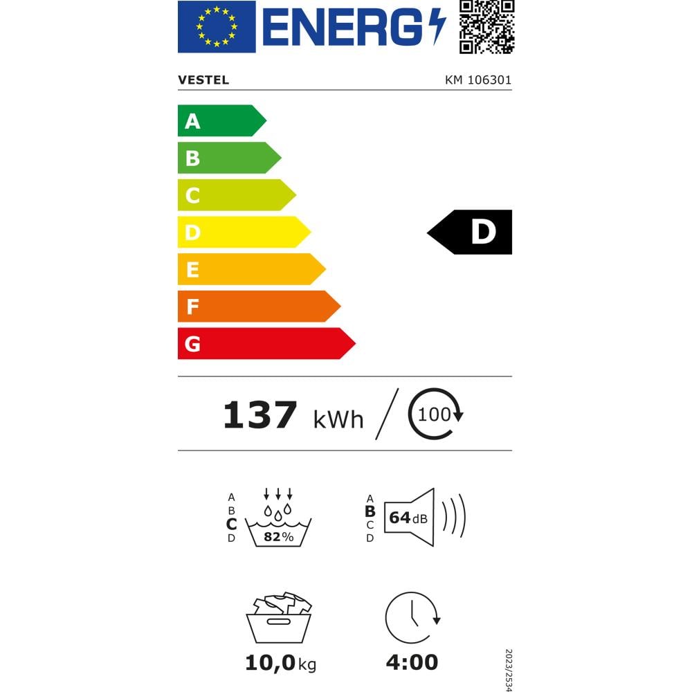 Vestel KM106301 10Kg Isı Pompalı Kurutma Makinesi