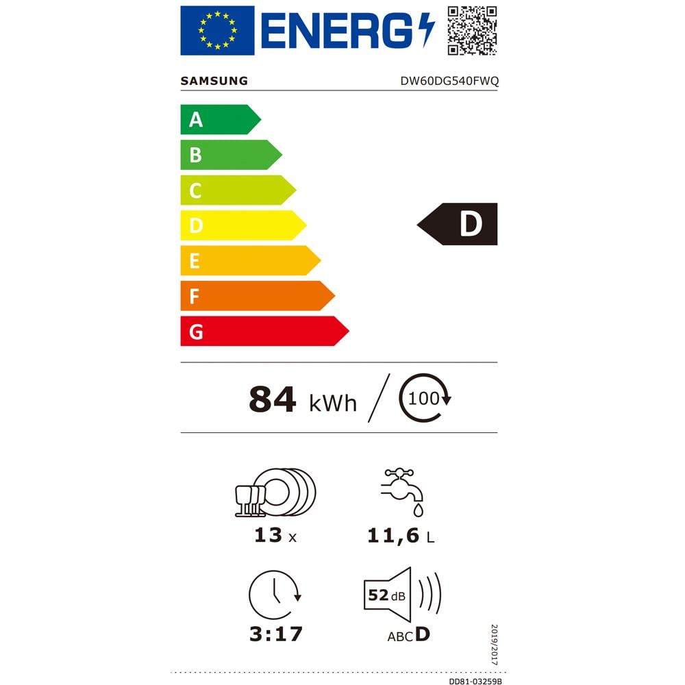 Samsung Dw60dg540fwqtr 4 Programlı  Beyaz Bulaşık Makinesi