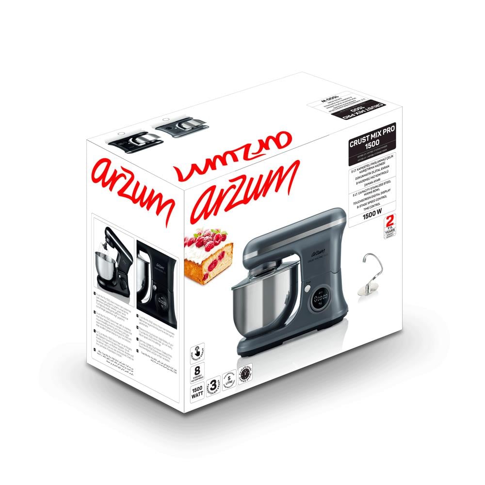 Arzum Ar1186 Crust Mıx Pro 1500 Stand  Mikser Siyah