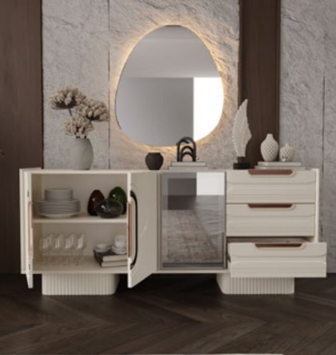Nesa Defne Yemek Odası Takımı Konsol+Ayna+Masa+4 Sandalye
