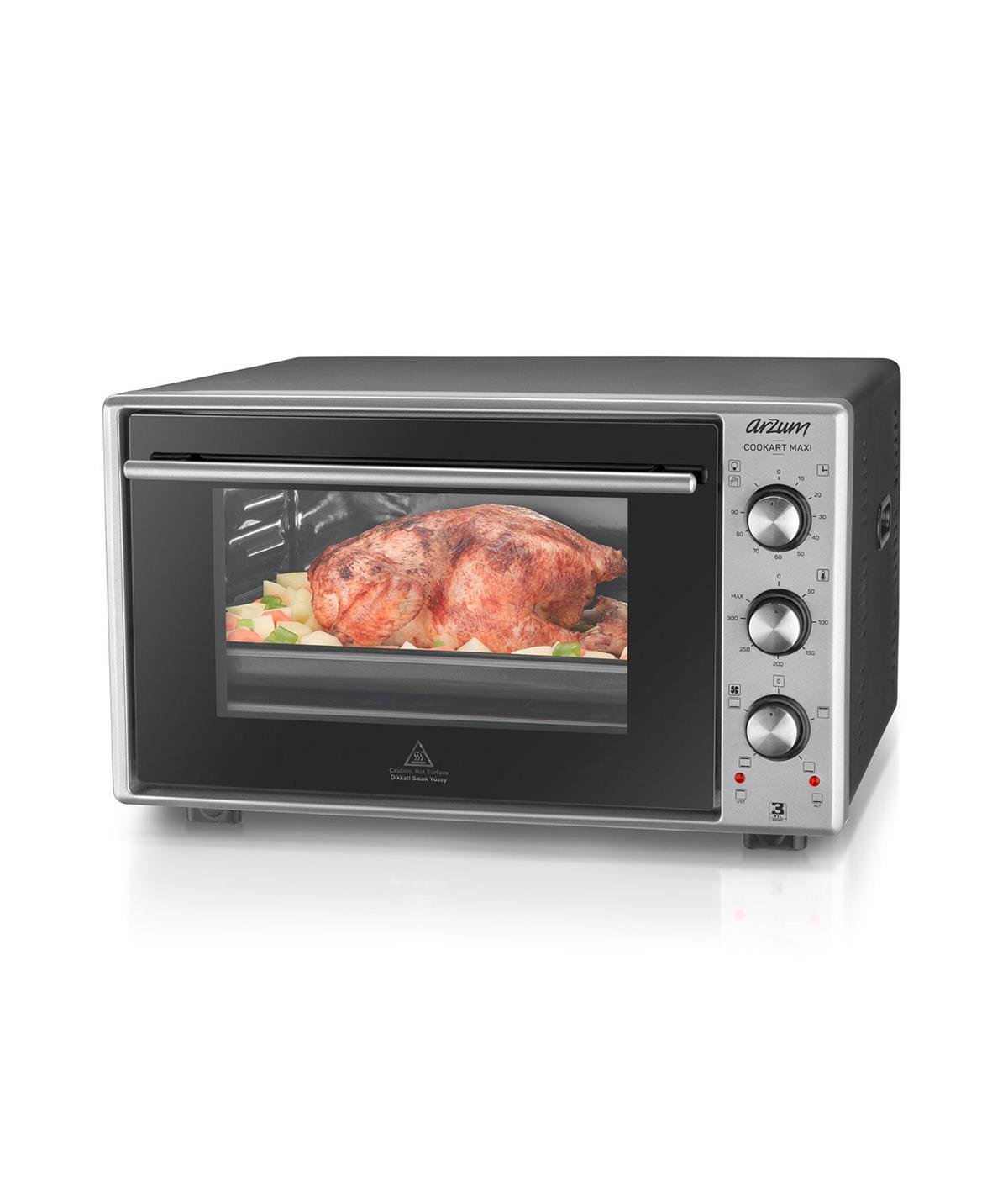 ARZUM AR2002 INOX COOKART MAXI 50LT ÇİFT CAMLI MİNİ FIRIN