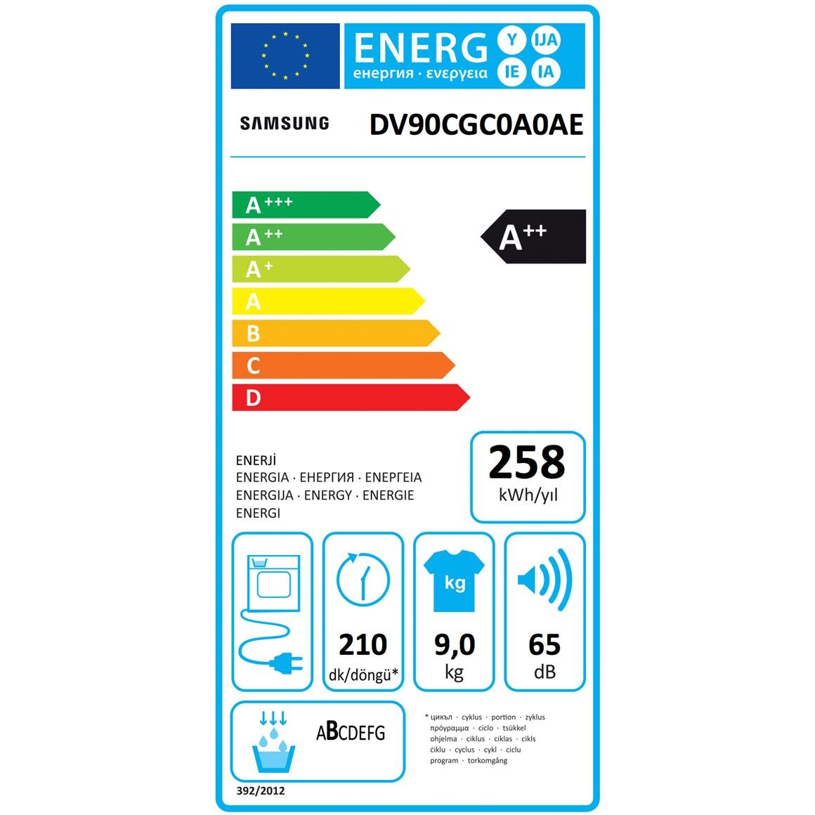 Samsung Dv90cgc0a0aeah A++ 9kg Isı Pompalı Beyaz Kurutma Makinesi
