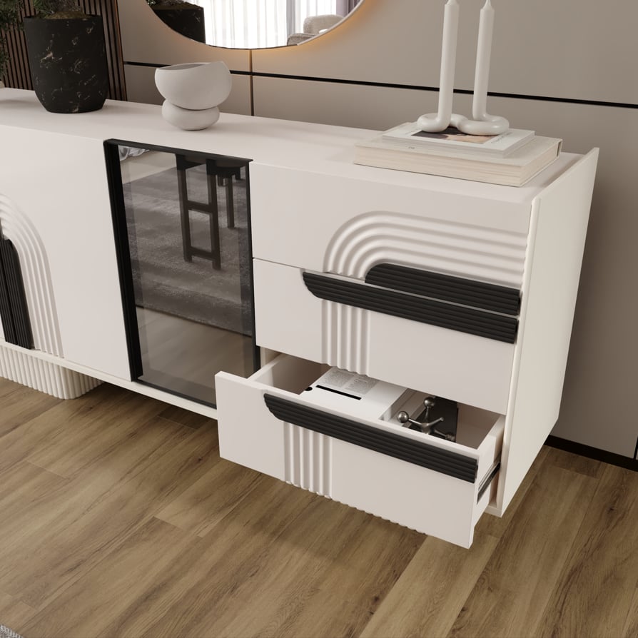 Nesa Begonya Yemek Odası Takımı Konsol+Ayna+Masa+4 Sandalye