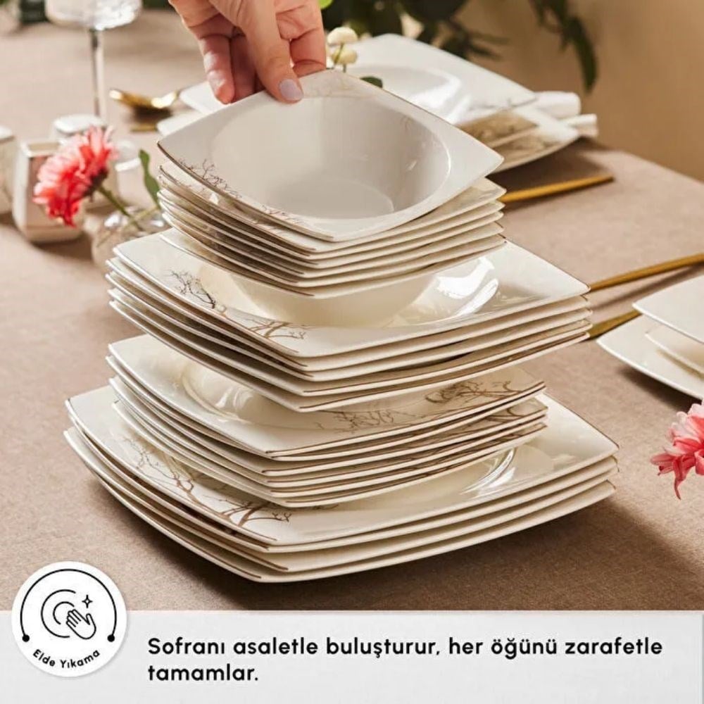 Karaca Square Bone Autumn 53 Prç Y, Gold