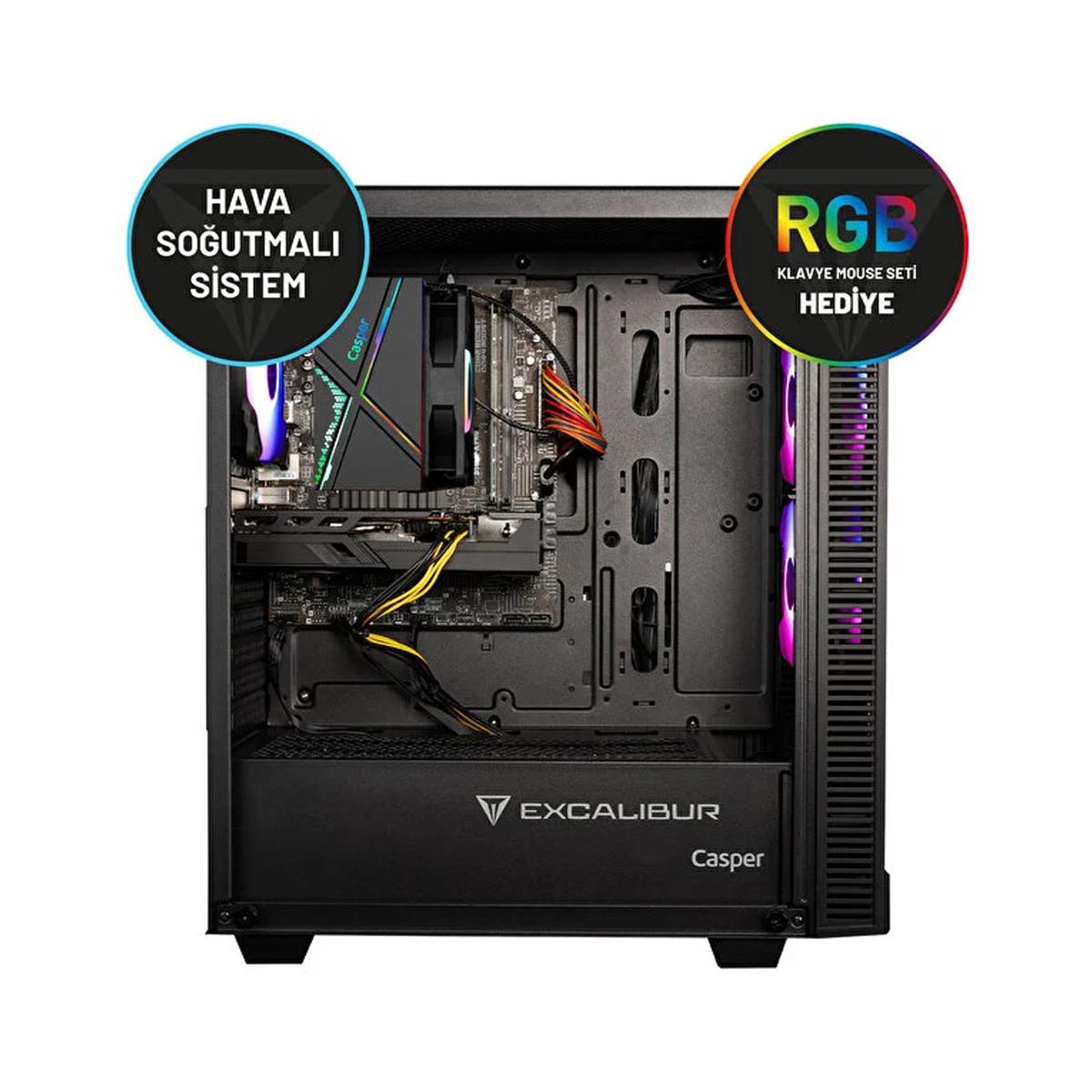 CASPER EXCALIBUR E65H.124F-BE50X I5 12400F 16GB/500GB M2 SSD/3050 8GB VGA/DOS GAMING DESKTOP