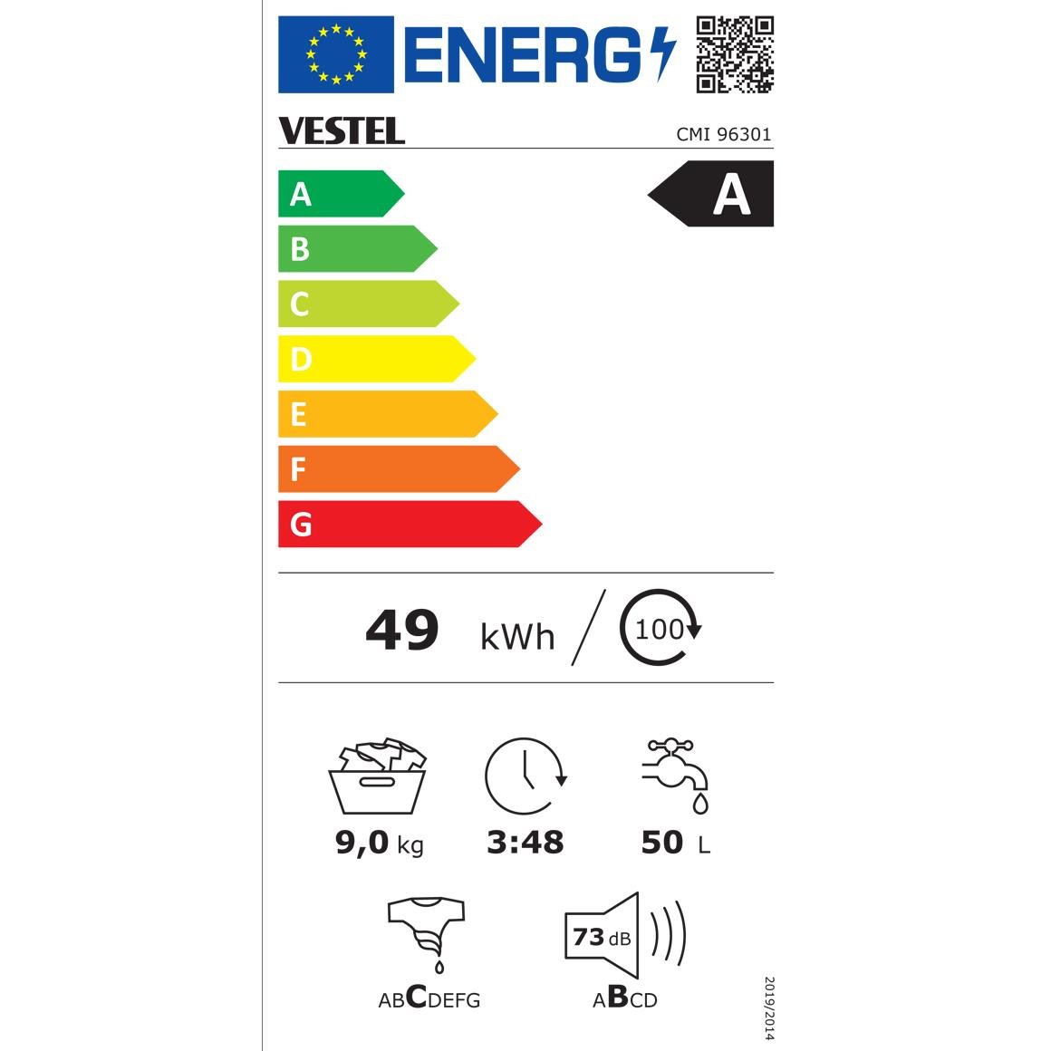 Vestel Cmıd 96301 9kg 1000 Devir Çamaşır Makinesi
