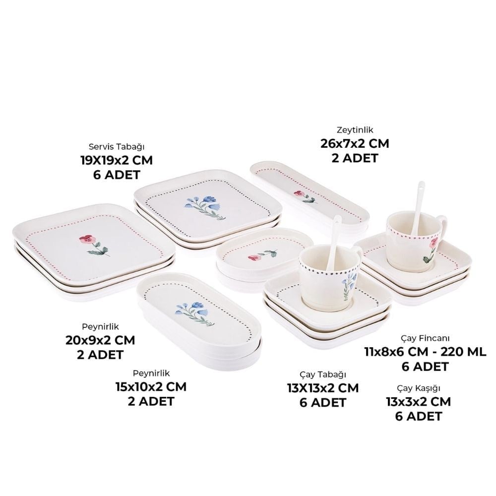 Emsan Vıola Porselen 30 Prç 6 Kişilik Kahvaltı Takımı