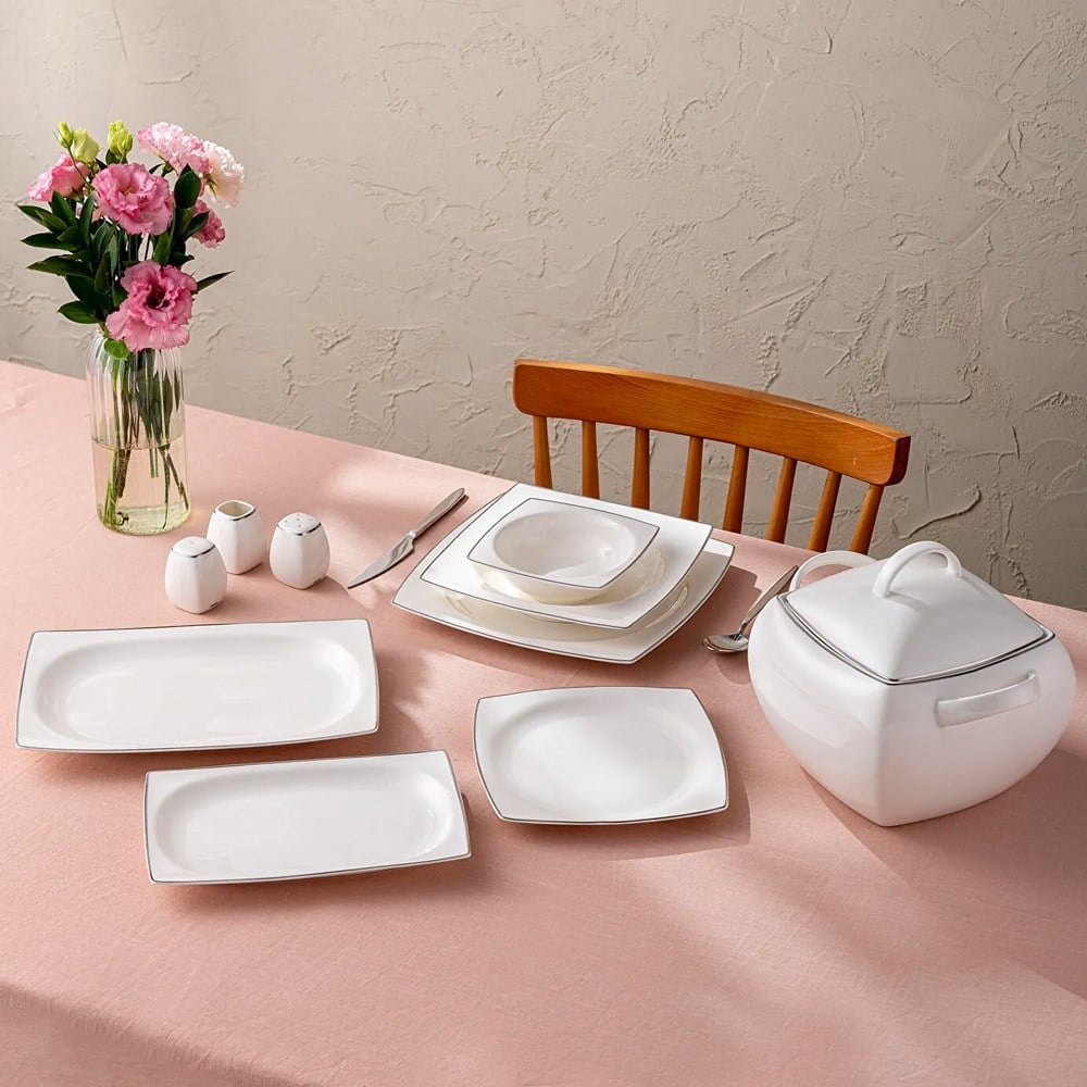 Emsan Yeni Karmen Platın Yemek Takımı 60 Parça Kare