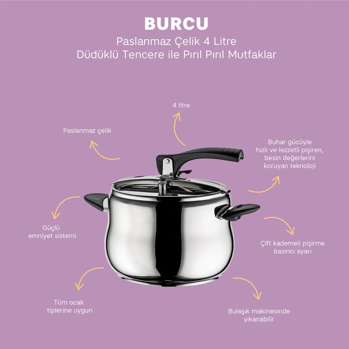 EMSAN BURCU 4 LT DUDUKLU TENCERE
