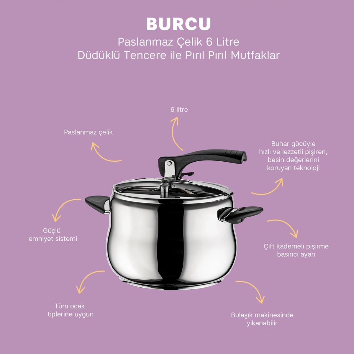 EMSAN BURCU 6 LT DUDUKLU TENCERE