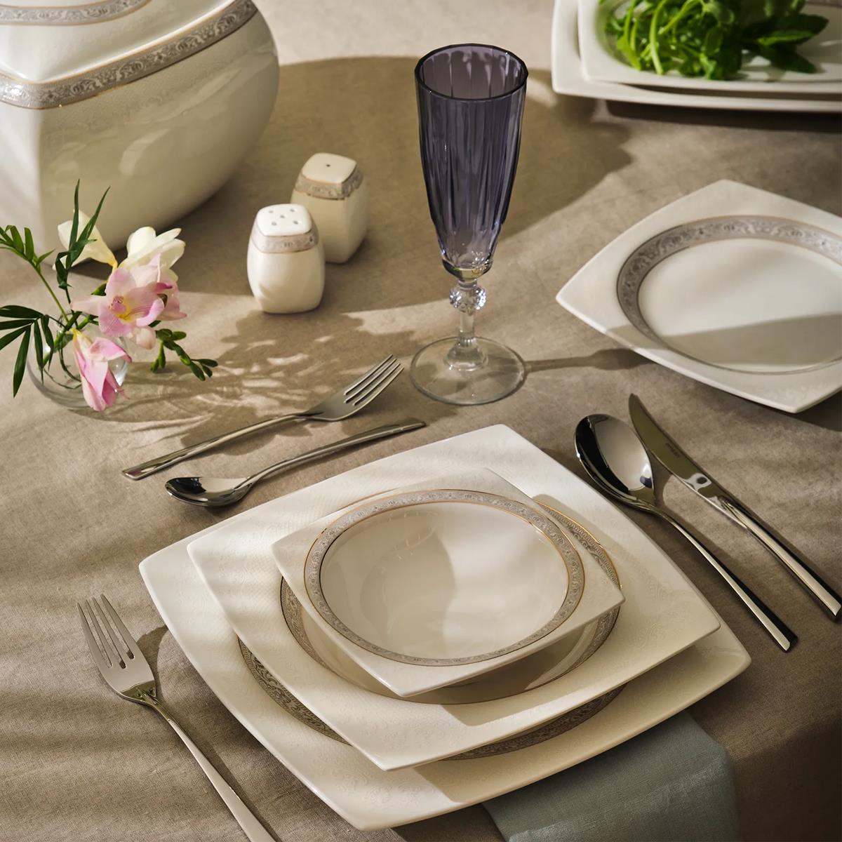 EMSAN FİNE BONE DANTEL 60 PRÇ KARE YEMEK TAKIMI