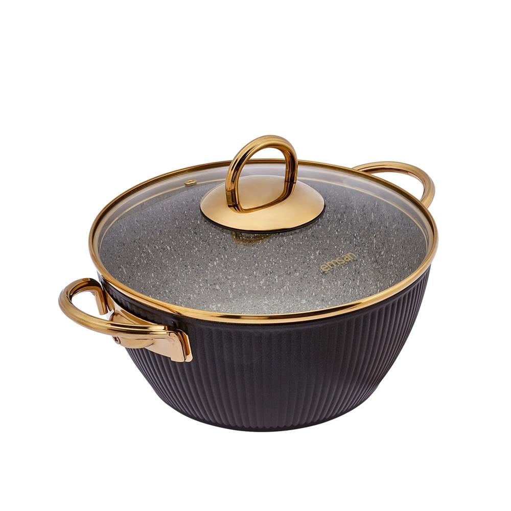 EMSAN LINE GRANIT 7 PRC TENCERE SET SIYAH-GOLD
