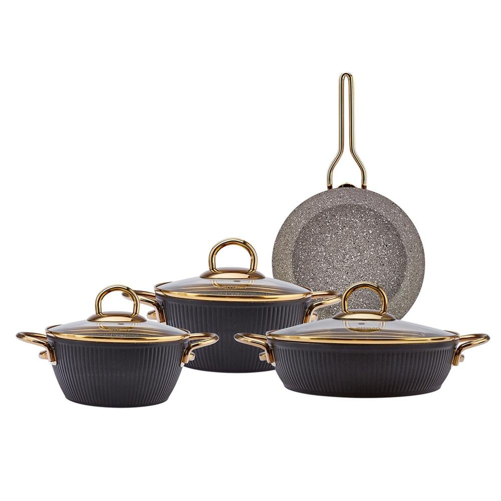 EMSAN LINE GRANIT 7 PRC TENCERE SET SIYAH-GOLD