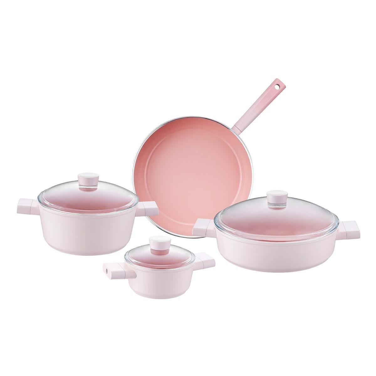EMSAN SWISS CRYSTAL 7 PARÇA TENCERE SETİ PEMBE